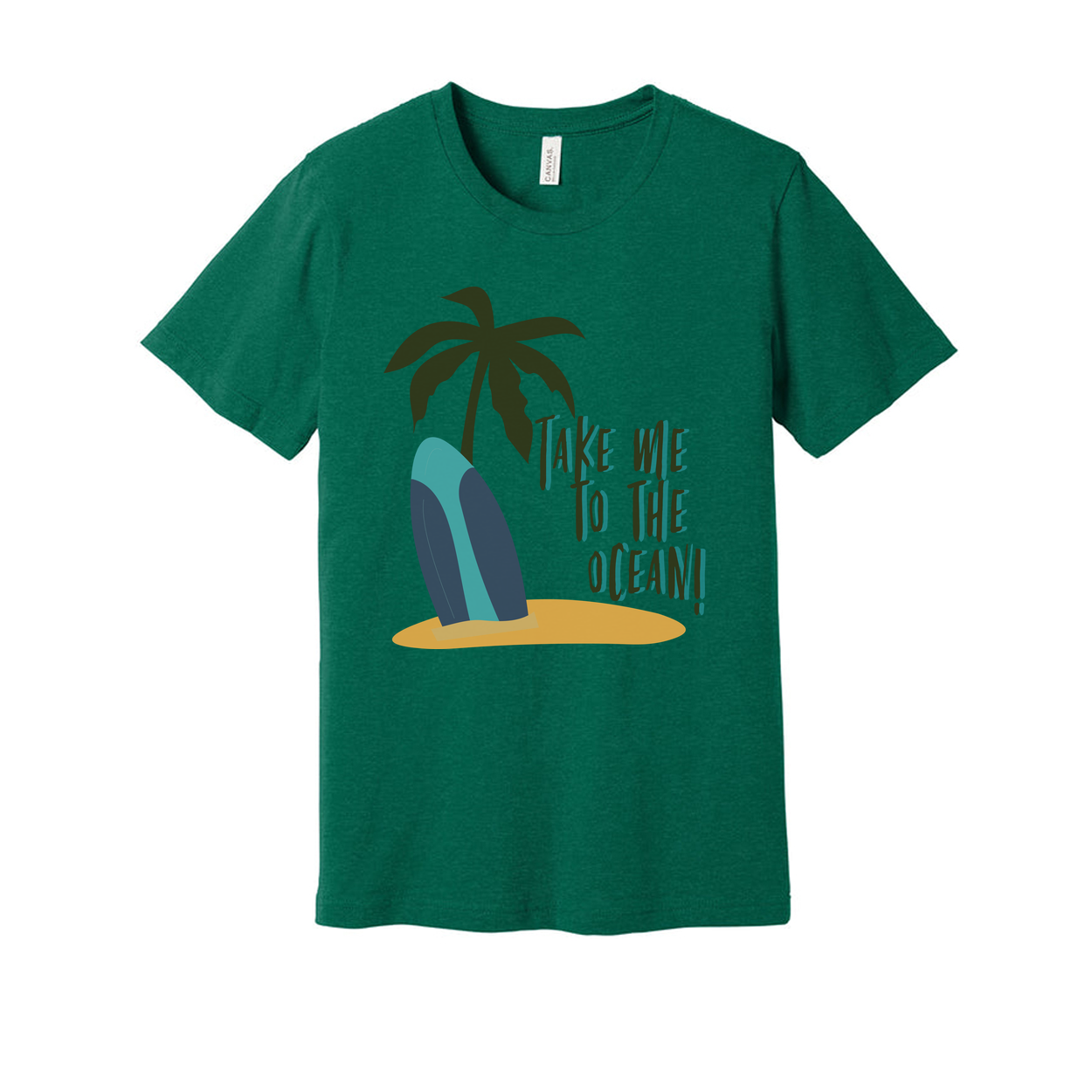 Take Me To The Ocean Surfboard Palm Tree Graphic Unisex Short Sleeve Tee For Beach Lovers