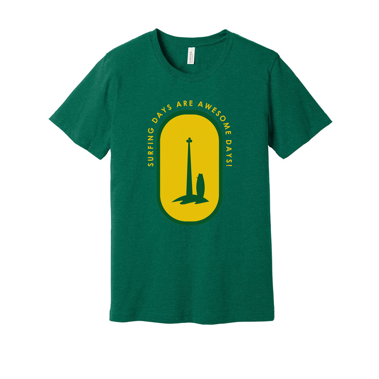 Unisex Surfing Graphic T Shirt With Palm Tree Emblem And Surfing Days Are Awesome Days