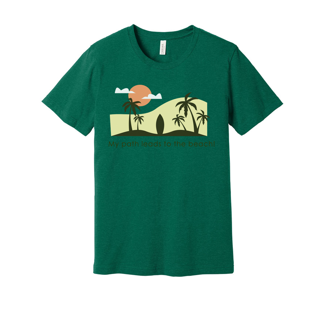 Unisex Beach Scene T Shirt With Palm Trees Sunset Graphic