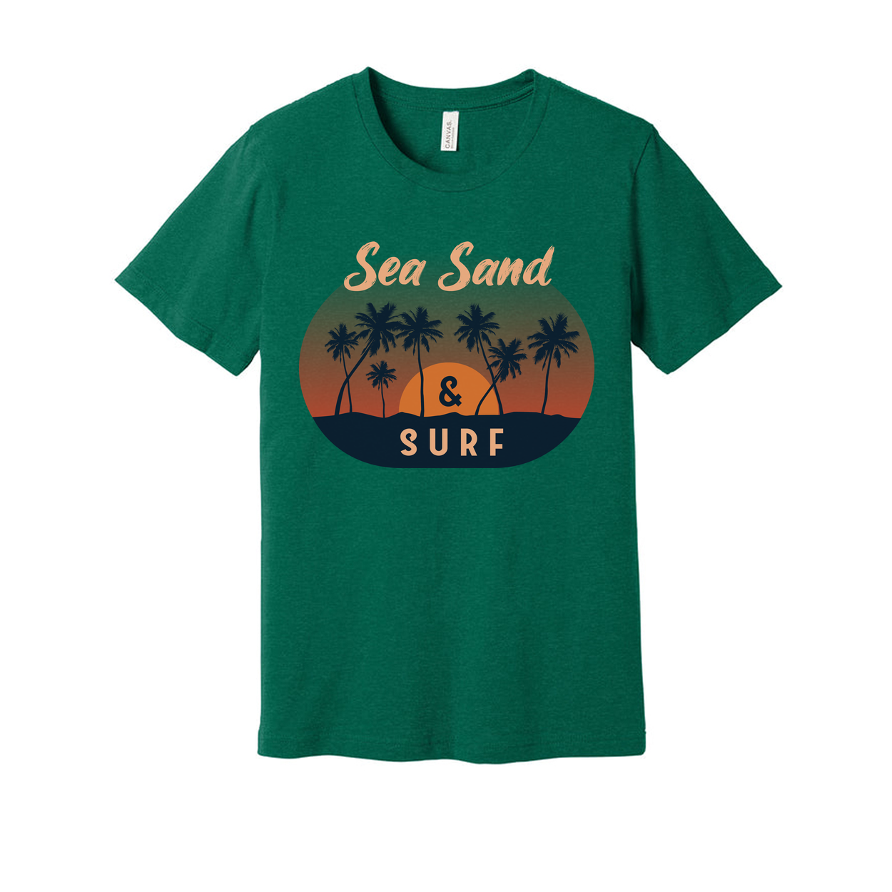 Sea Sand And Surf Palm Tree Sunset Unisex Graphic Tee
