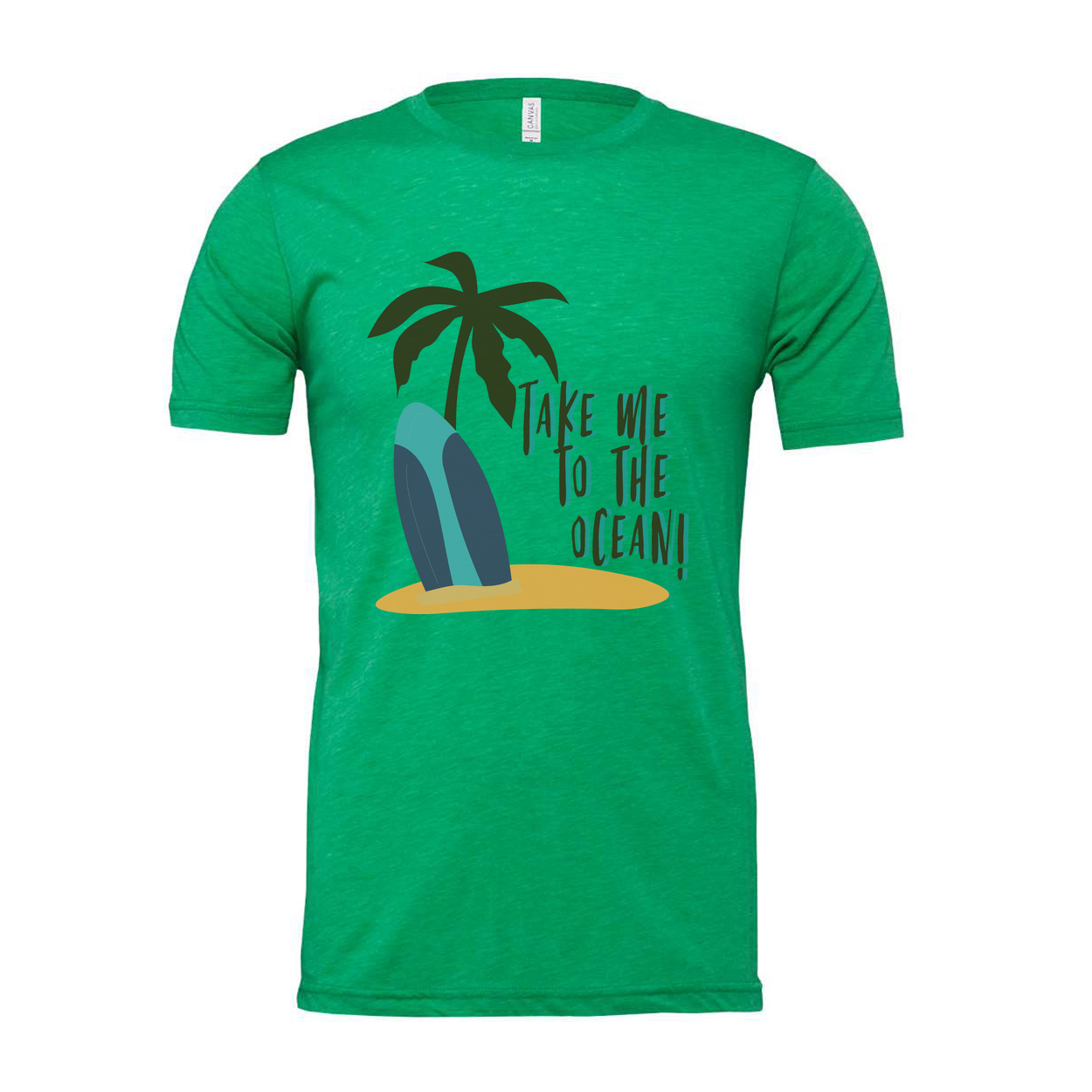 Take Me To The Ocean Surfboard Palm Tree Graphic Unisex Short Sleeve Tee For Beach Lovers