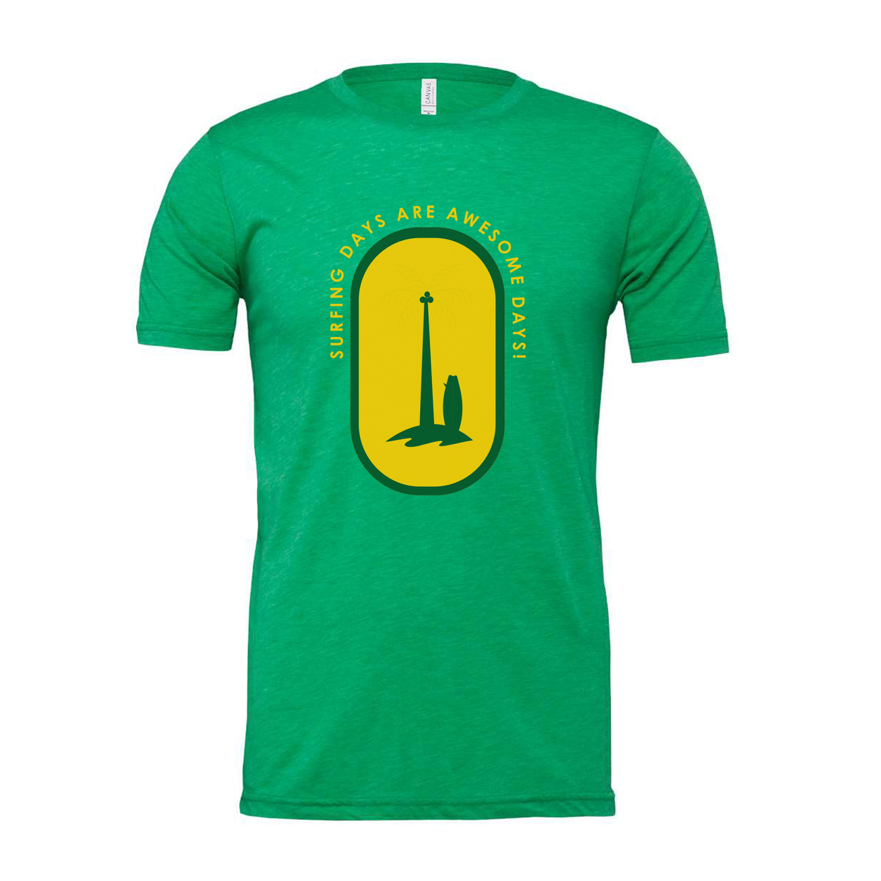 Unisex Surfing Graphic T Shirt With Palm Tree Emblem And Surfing Days Are Awesome Days