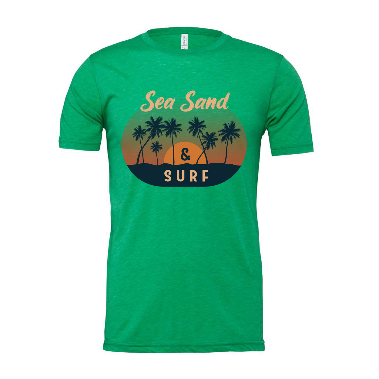 Sea Sand And Surf Palm Tree Sunset Unisex Graphic Tee