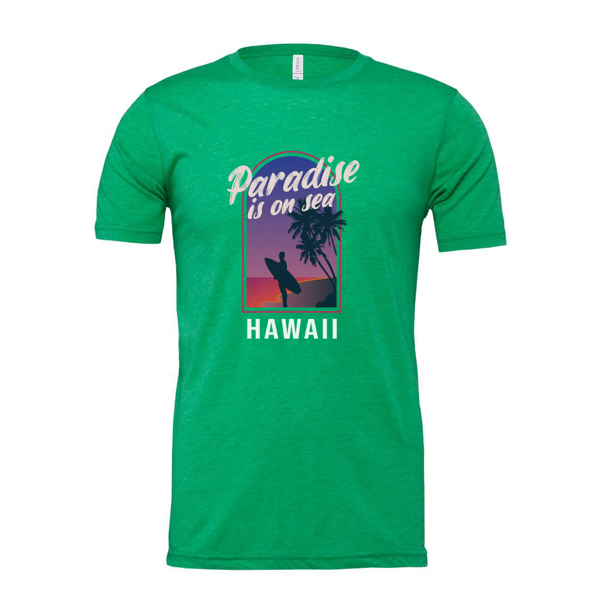 Unisex Hawaii Surfing Graphic T Shirt With Paradise Is On Sea Design Retro Sunset Palm Trees