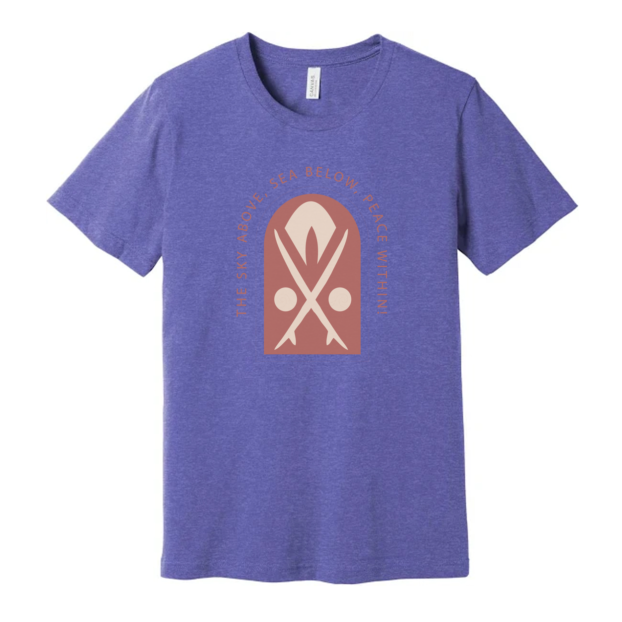 Unisex Surfing The Sky Above Sea Below Peace Within Graphic Tee For Beach Lovers Worldwide