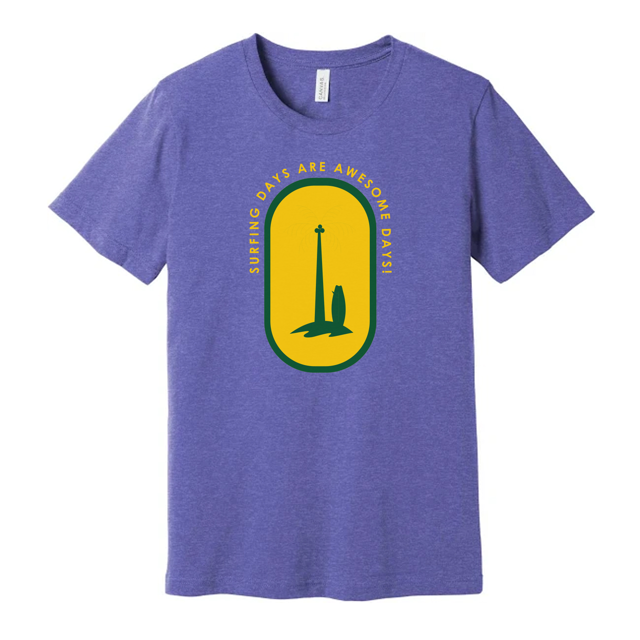 Unisex Surfing Graphic T Shirt With Palm Tree Emblem And Surfing Days Are Awesome Days