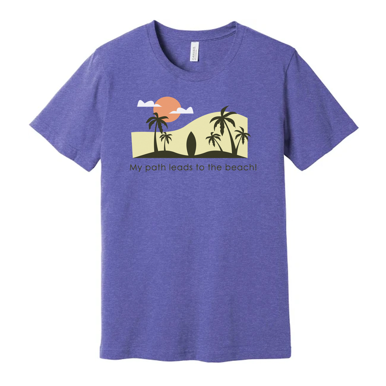 Unisex Beach Scene T Shirt With Palm Trees Sunset Graphic