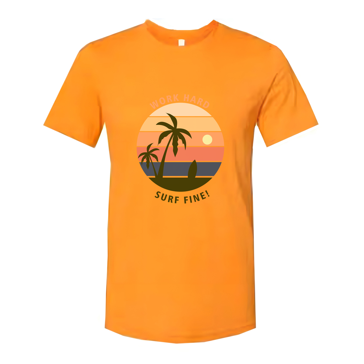 Unisex Surf Sunset Graphic T Shirt With Palm Trees And Ocean Horizon Design Artwork