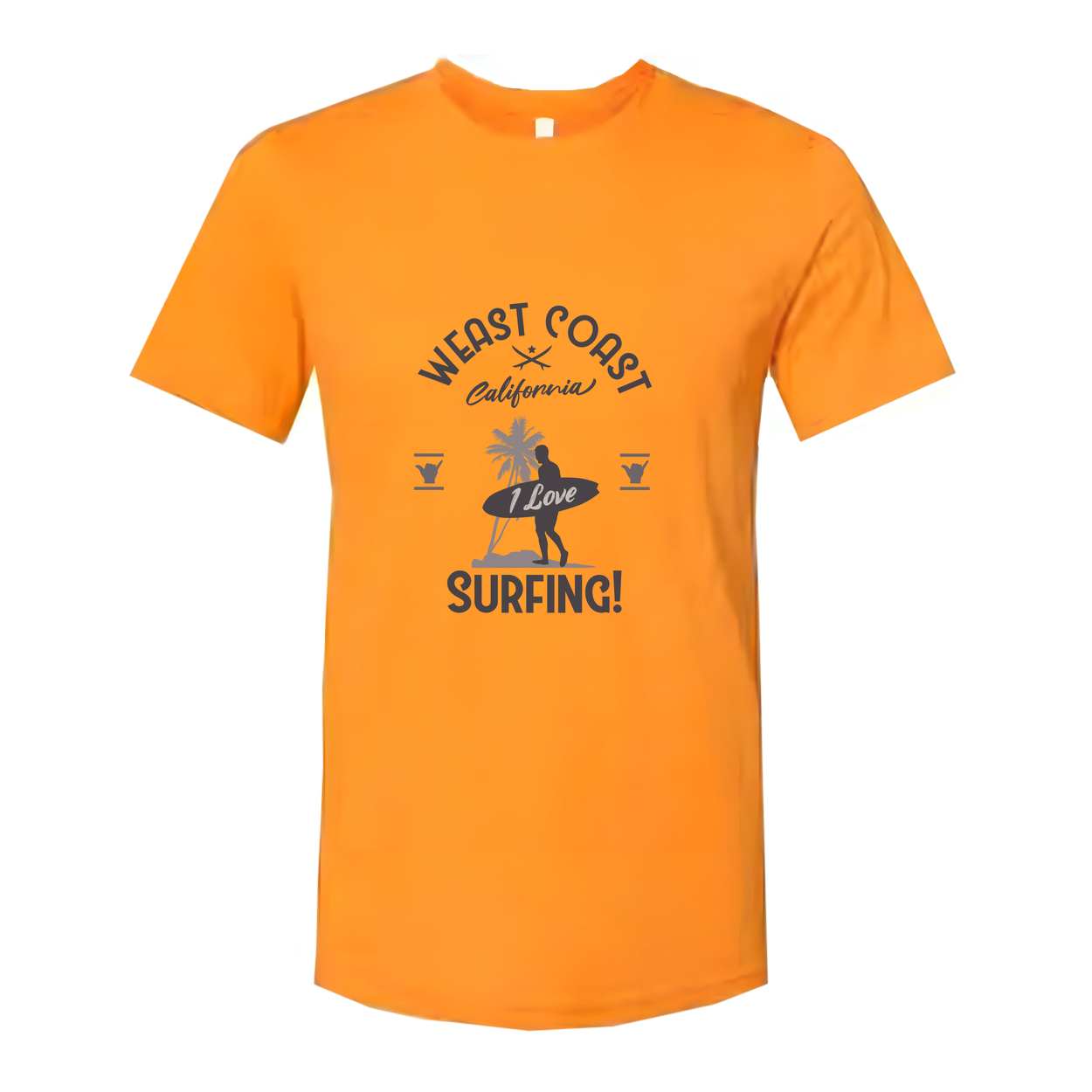 West Coast California Surfing Unisex T Shirt With Surfer And Palm Tree Graphic Print