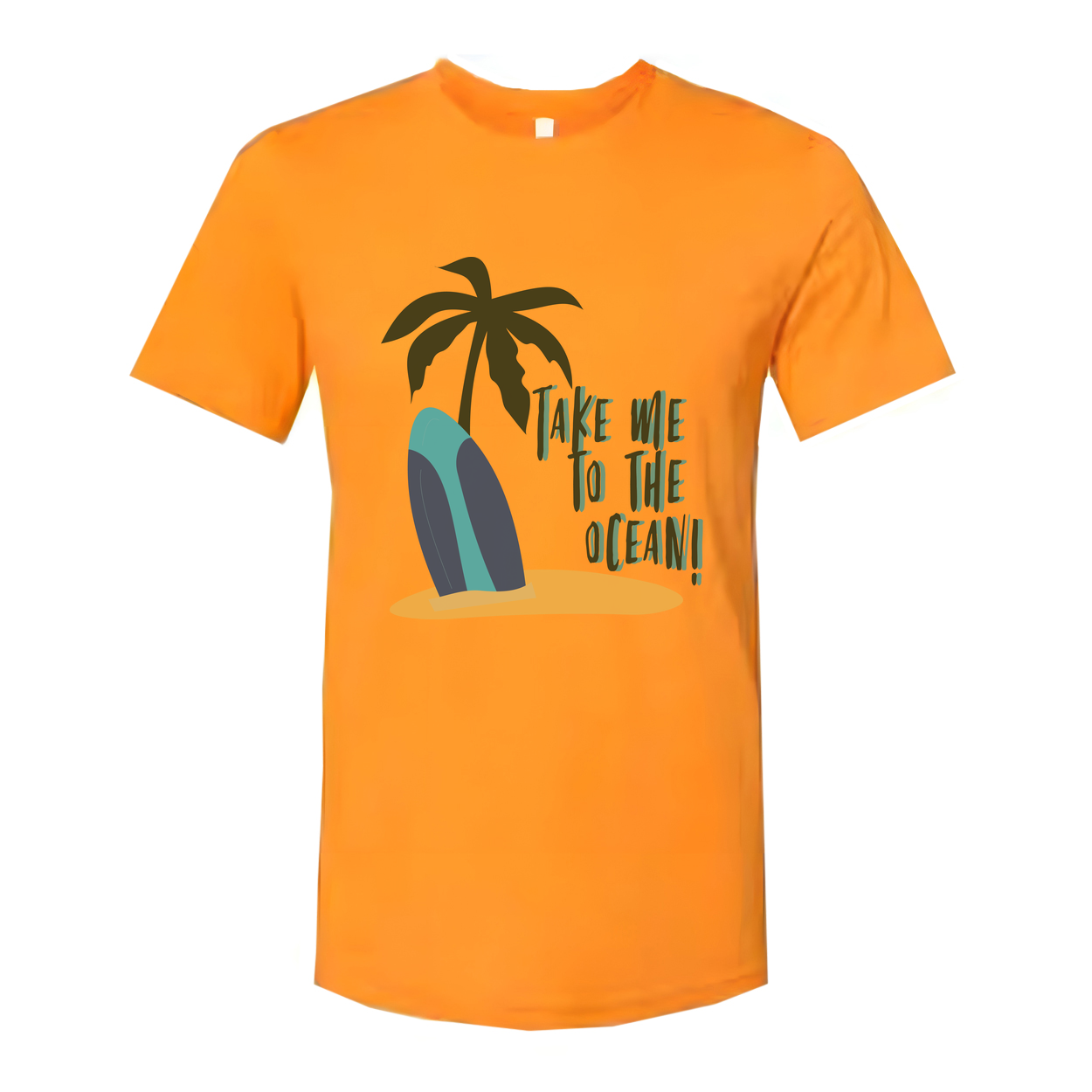 Take Me To The Ocean Surfboard Palm Tree Graphic Unisex Short Sleeve Tee For Beach Lovers