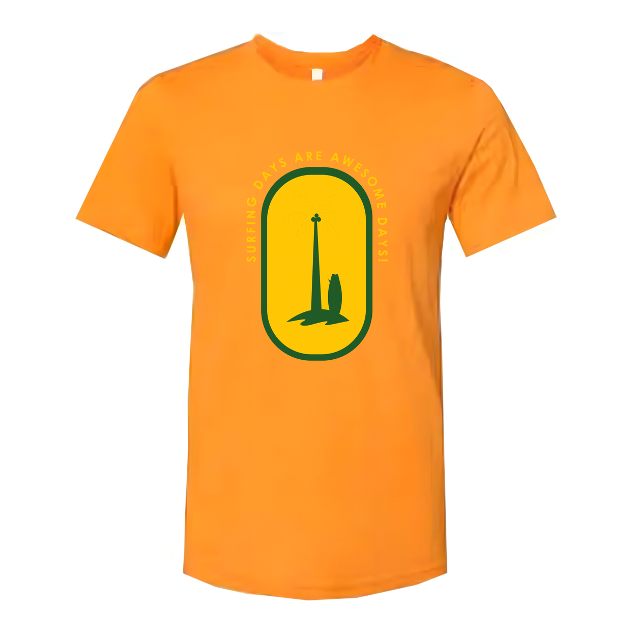 Unisex Surfing Graphic T Shirt With Palm Tree Emblem And Surfing Days Are Awesome Days