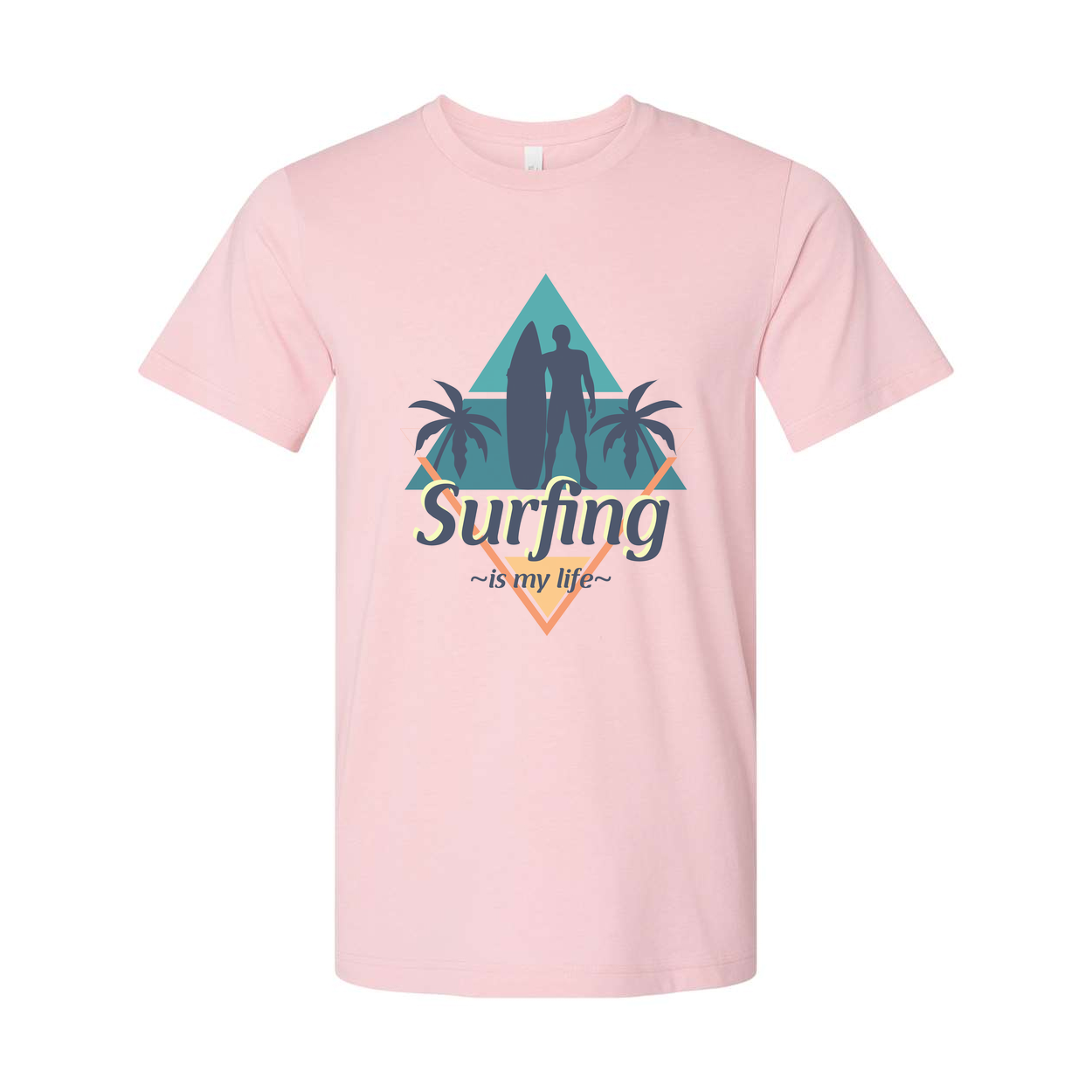 Surfing Graphic Unisex Tee For Men And Women With Surfboard Silhouettes And Palm Trees Beach Design
