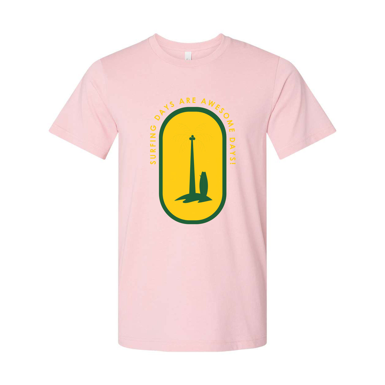 Unisex Surfing Graphic T Shirt With Palm Tree Emblem And Surfing Days Are Awesome Days