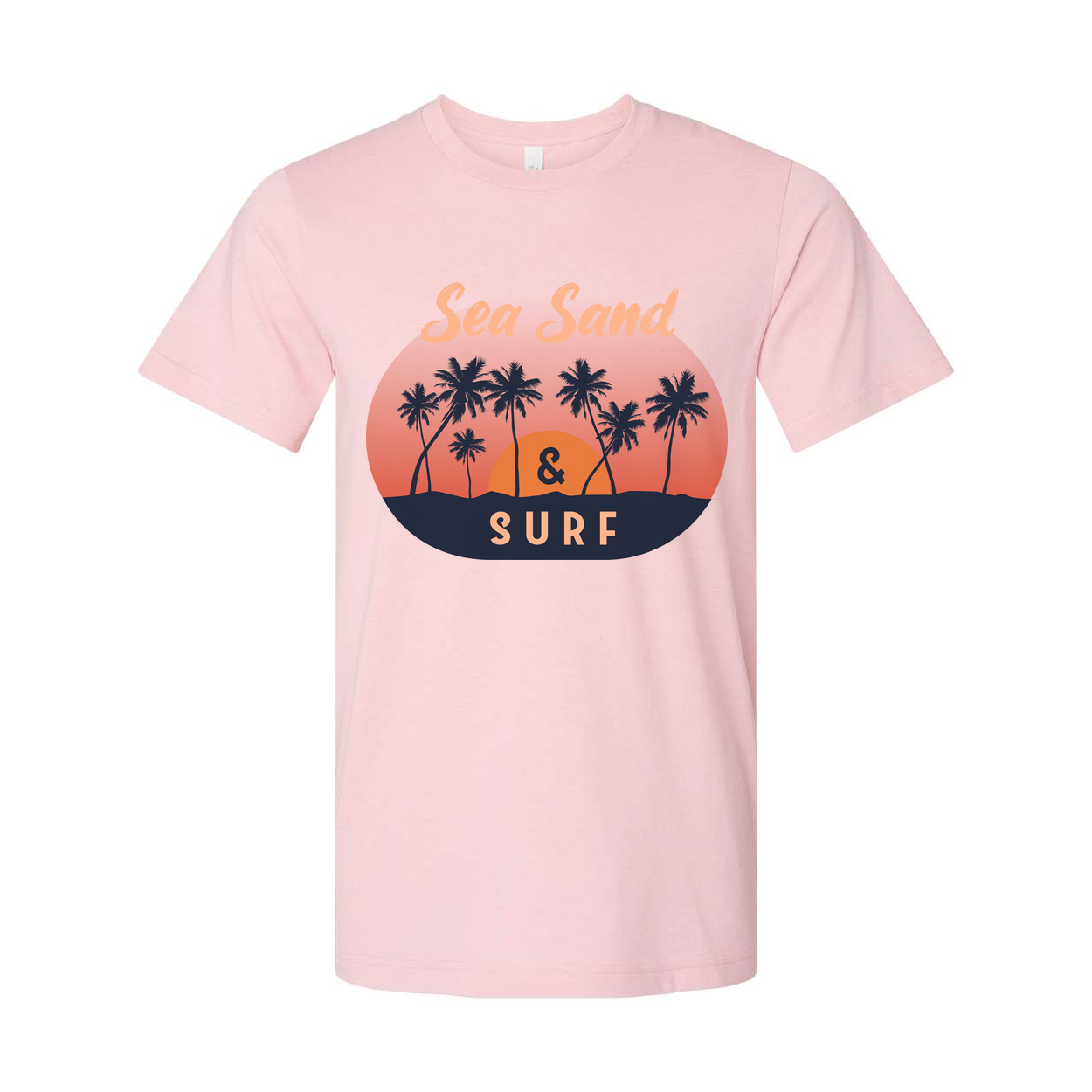 Sea Sand And Surf Palm Tree Sunset Unisex Graphic Tee