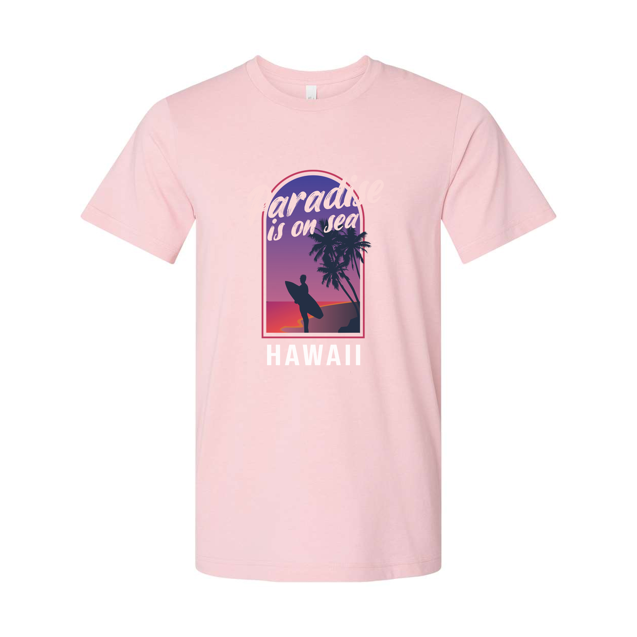 Unisex Hawaii Surfing Graphic T Shirt With Paradise Is On Sea Design Retro Sunset Palm Trees