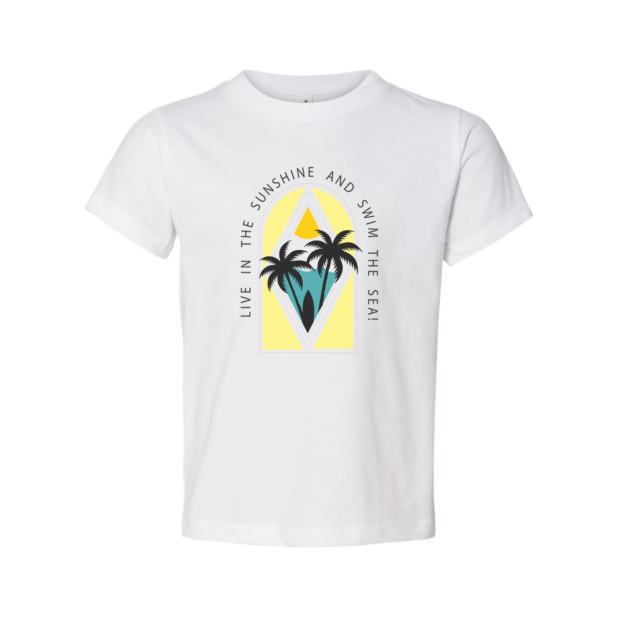 Surfing Graphic T Shirt For Men And Women With Palm Trees And Sunny Sea Scene Artwork