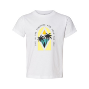Surfing Graphic T Shirt For Men And Women With Palm Trees And Sunny Sea Scene Artwork