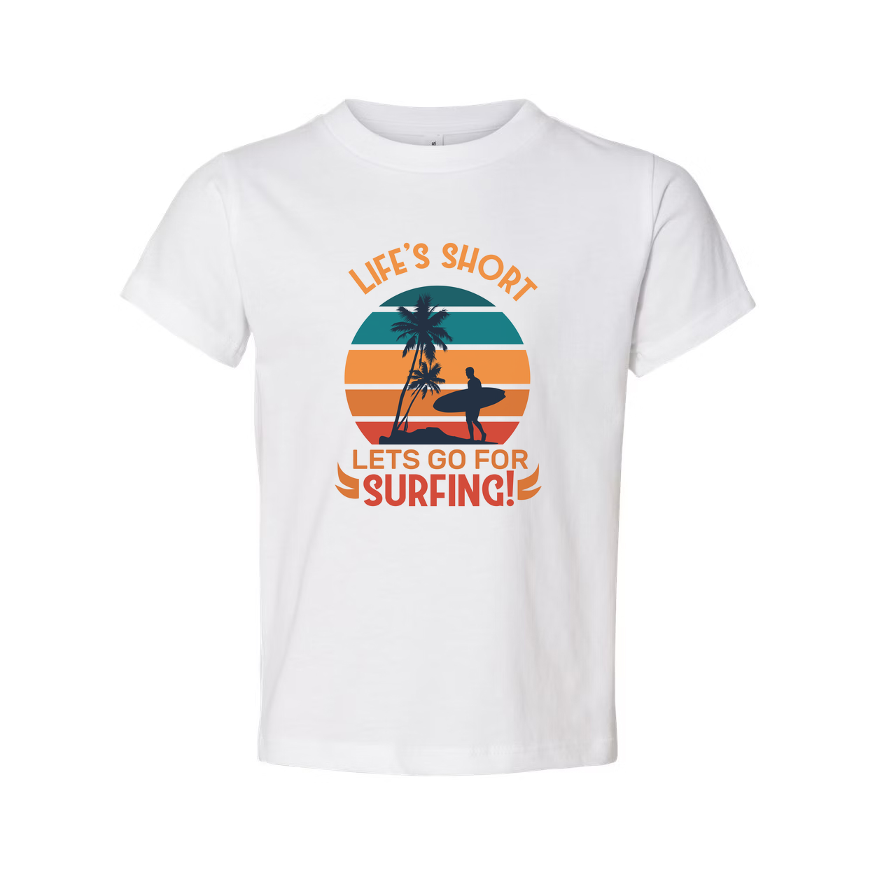 Surfing Theme Unisex T Shirt With Sunset Palm Tree Graphic Design For Beach Lovers
