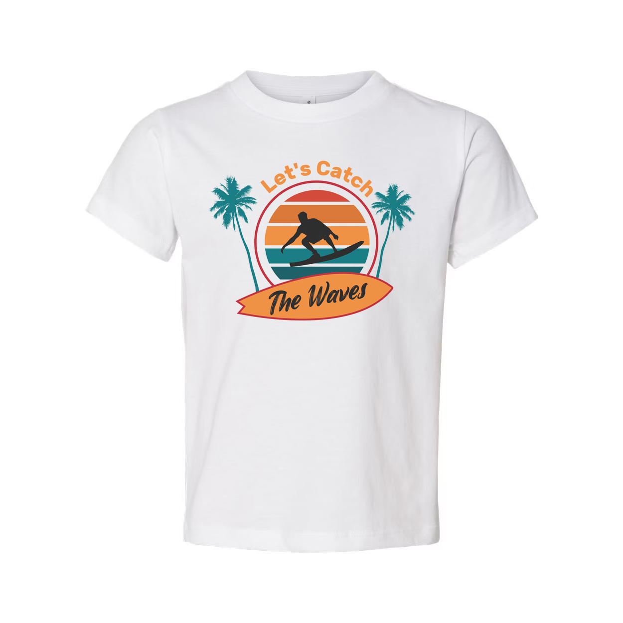 Unisex Surfing Graphic T Shirt With Retro Sunset Waves Palm Trees Design Ideal For Beach Lovers