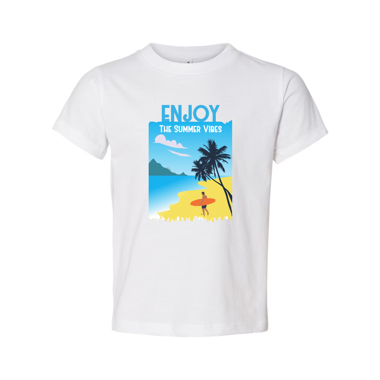 Unisex Surfing Graphic Tee With Beach Scene And Summer Vibes Artwork Design For Casual Wear