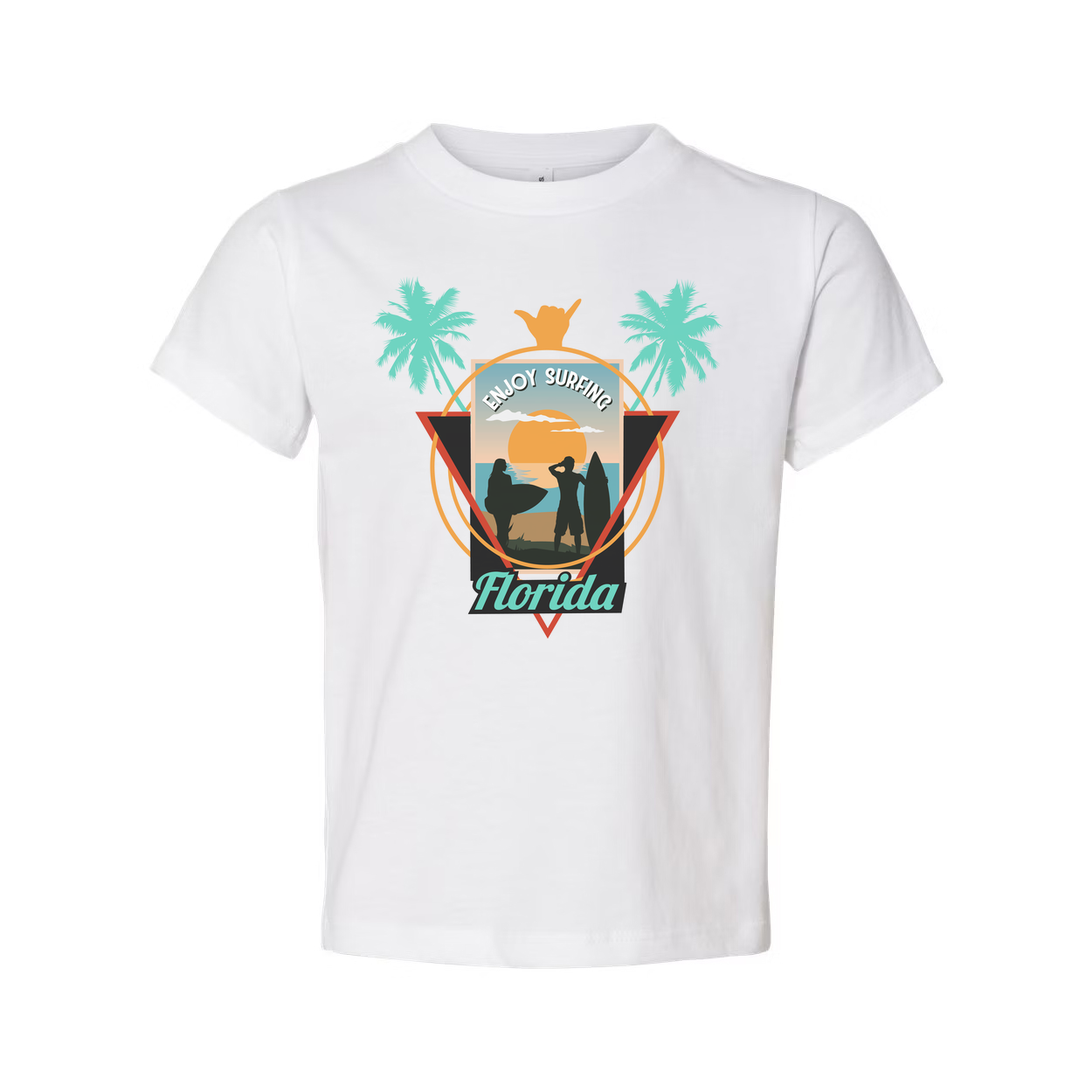 Florida Surfing Palm Tree Sunset Graphic Tee For Men And Women Unisex Beach Surf Shirt