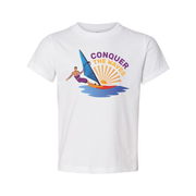 Unisex Windsurfing Graphic Tee Conquer The Waves Sunset Ocean Design For Beach And Surf Fans