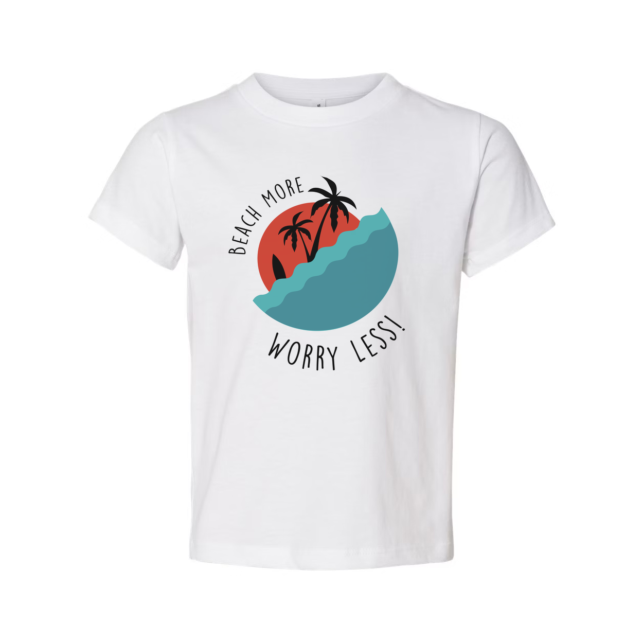 Unisex Beach Scene Graphic T Shirt With Palm Trees And Ocean Waves For Surf Lovers