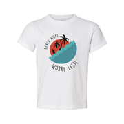 Unisex Beach Scene Graphic T Shirt With Palm Trees And Ocean Waves For Surf Lovers
