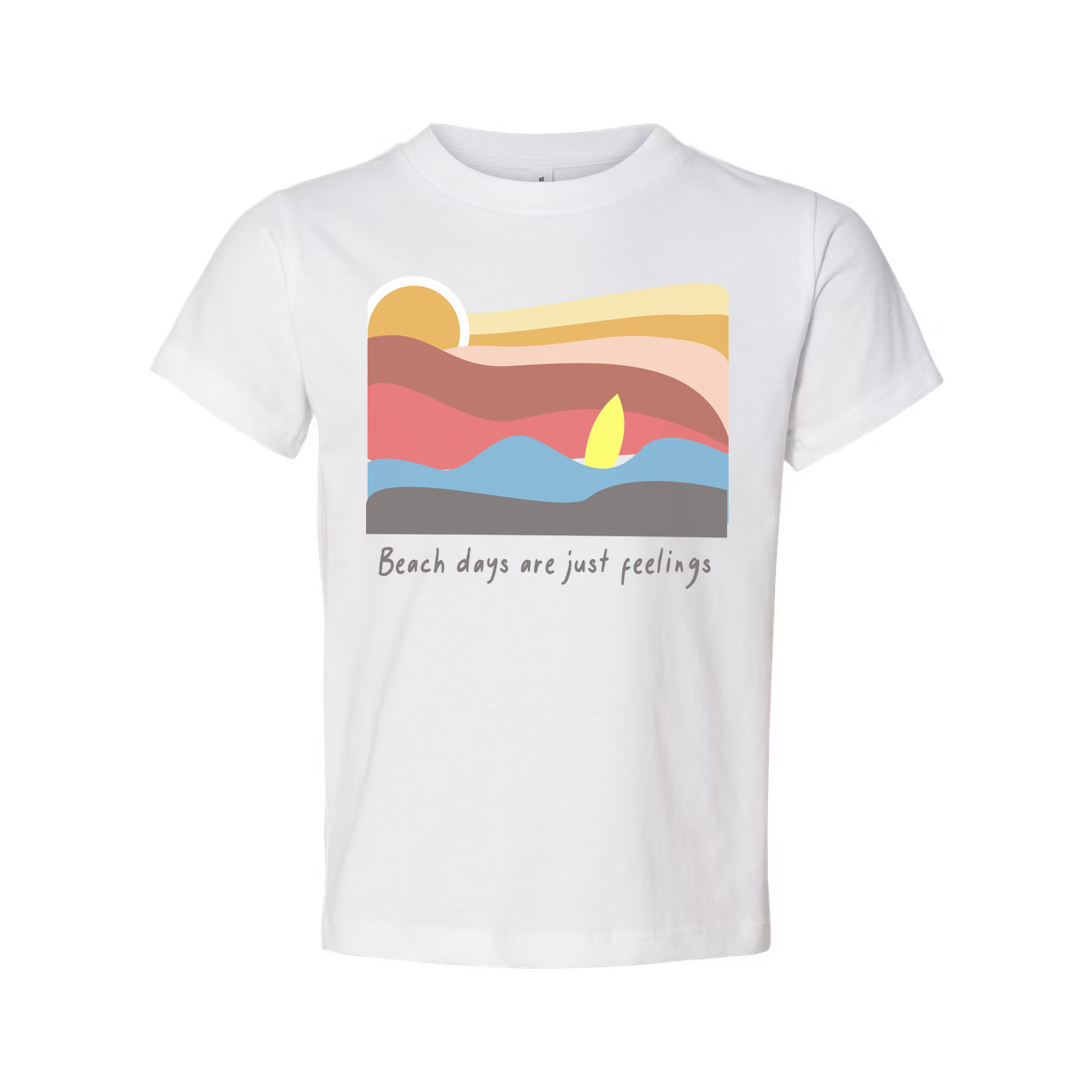 Surfing Themed Unisex Graphic Tee With Pastel Sunset Waves Artwork And Beach Vibes
