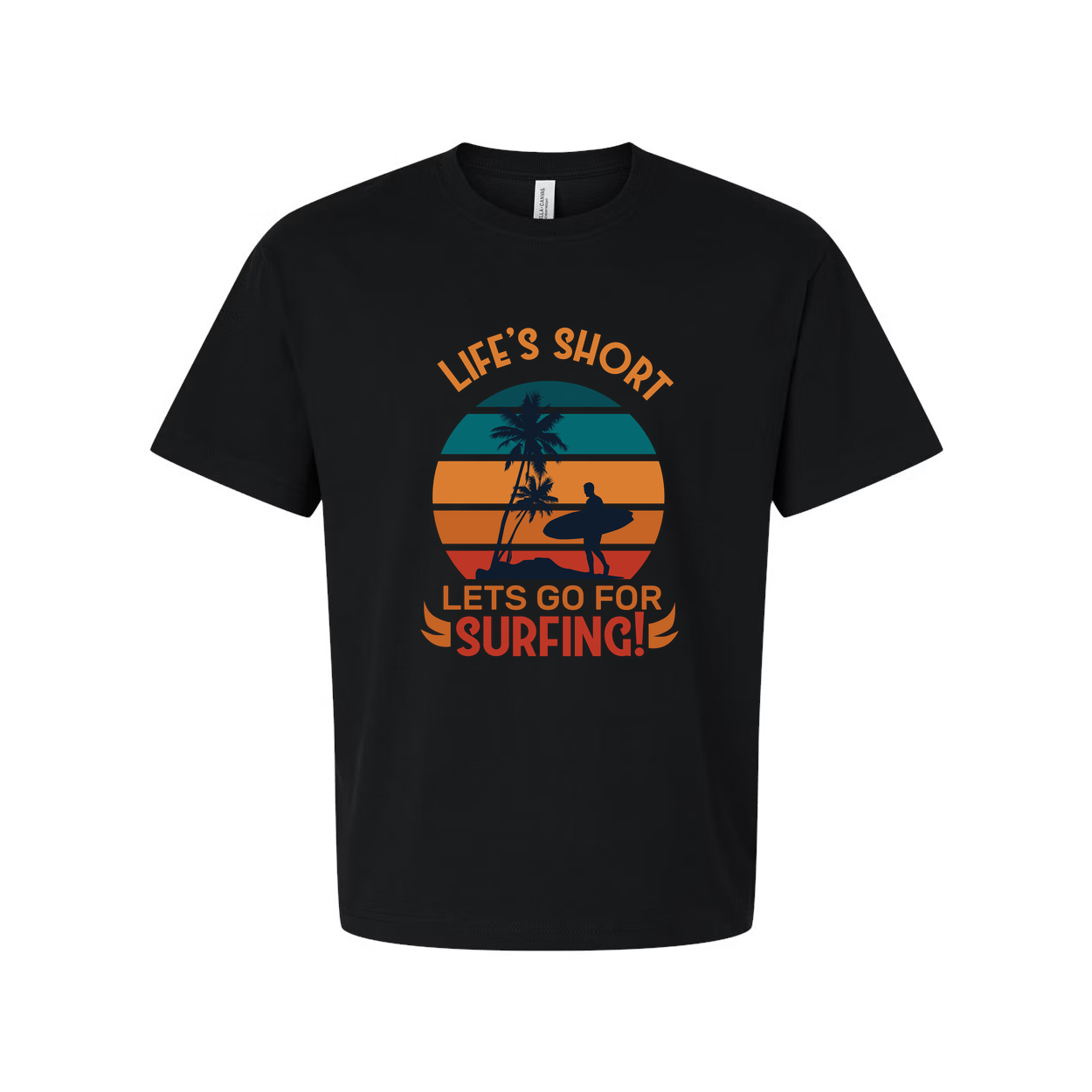 Surfing Theme Unisex T Shirt With Sunset Palm Tree Graphic Design For Beach Lovers