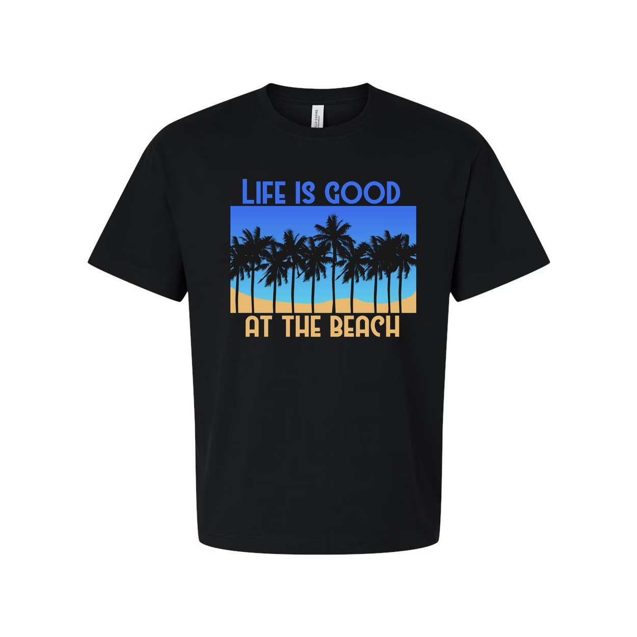 Life Is Good At The Beach Palm Tree Graphic Tee Unisex Casual Everyday Wear For Men And Women