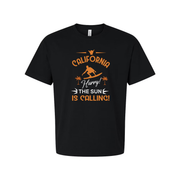 California Surfing Graphic Tee For Unisex Adults With Surfboard And Palm Design Print