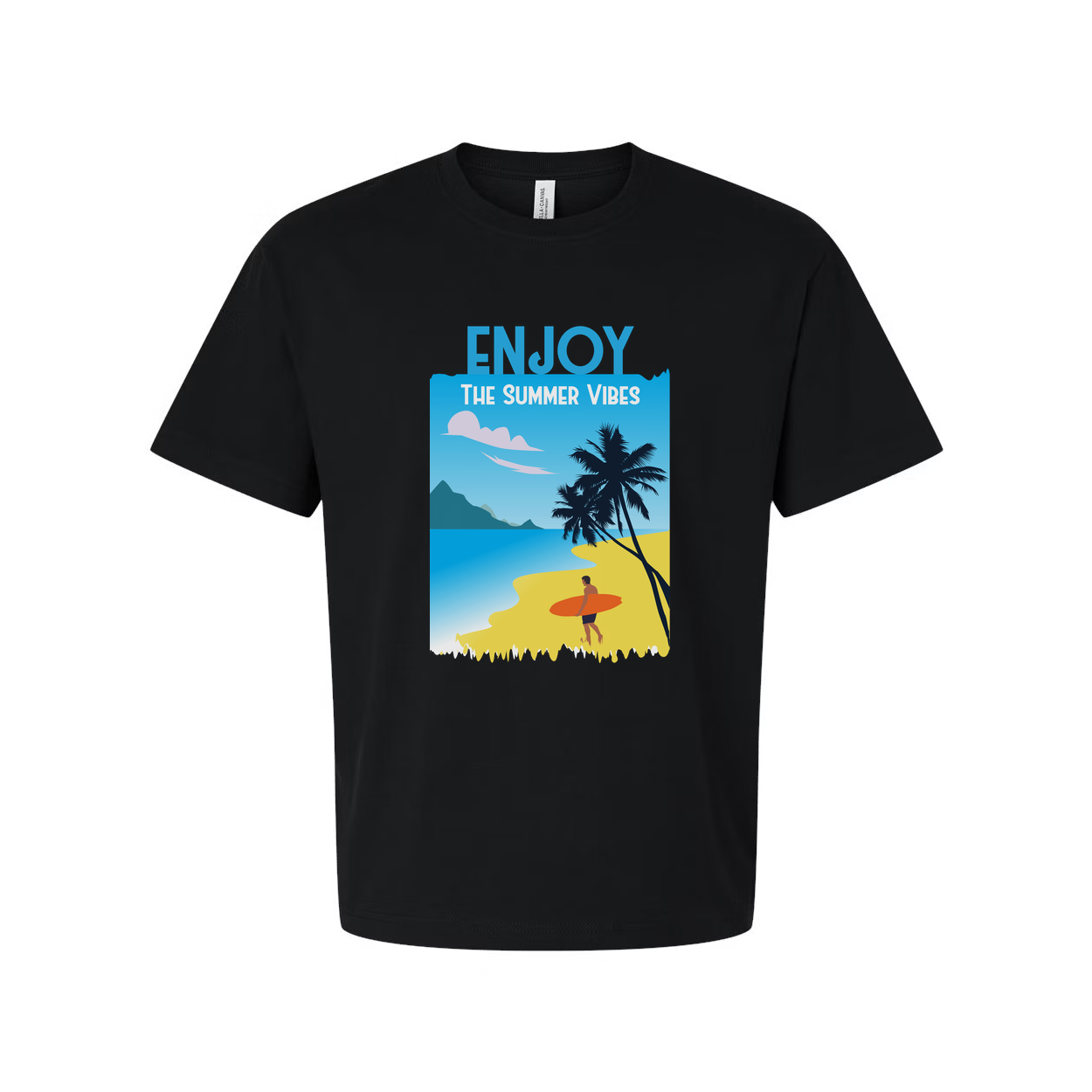 Unisex Surfing Graphic Tee With Beach Scene And Summer Vibes Artwork Design For Casual Wear