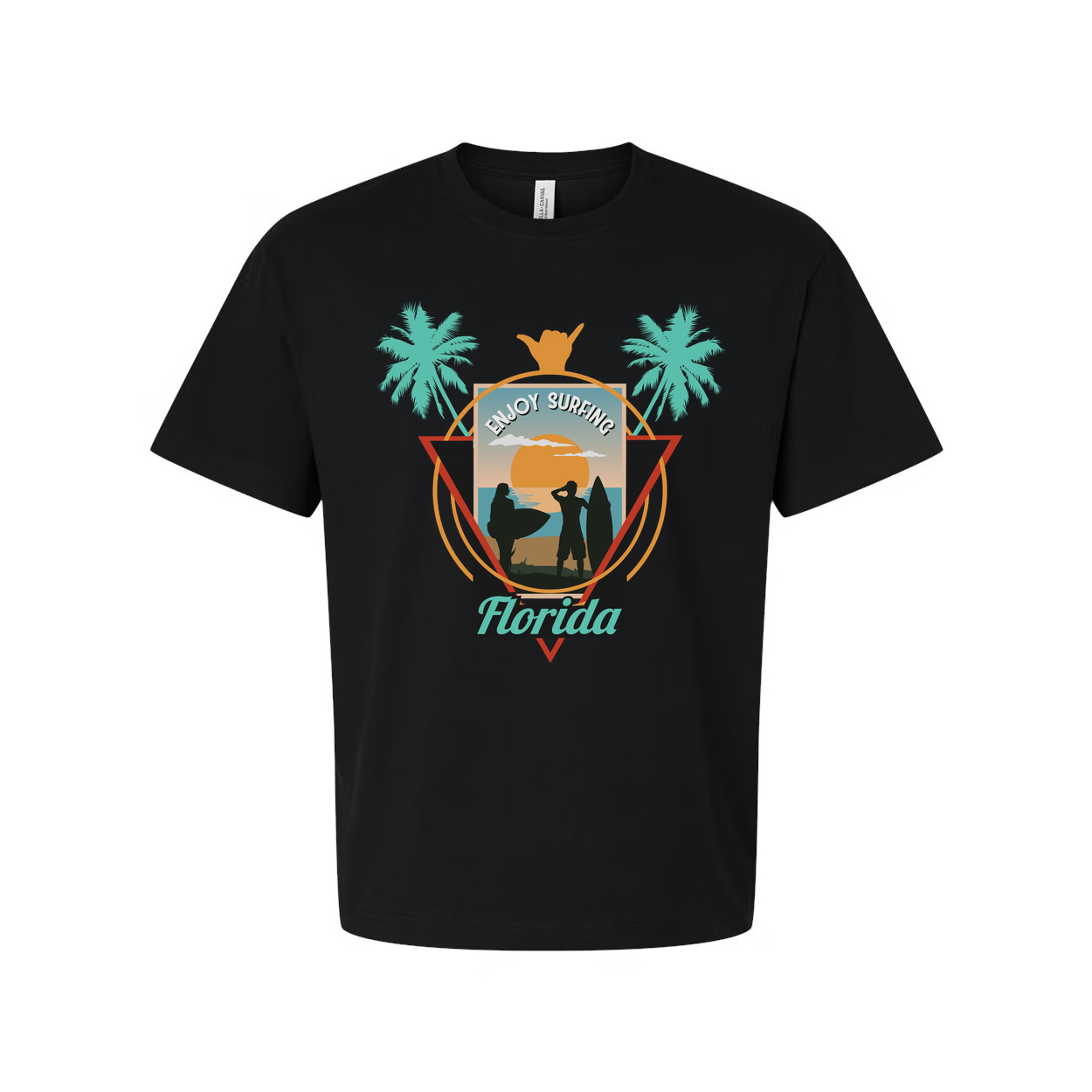 Florida Surfing Palm Tree Sunset Graphic Tee For Men And Women Unisex Beach Surf Shirt