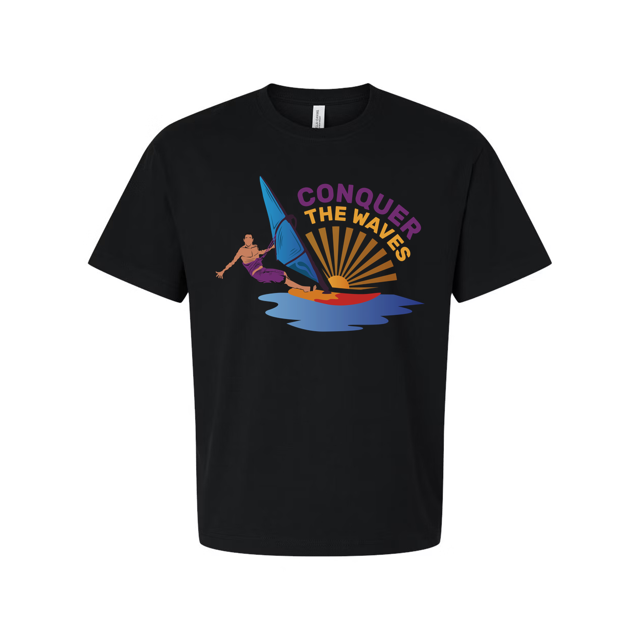 Unisex Windsurfing Graphic Tee Conquer The Waves Sunset Ocean Design For Beach And Surf Fans