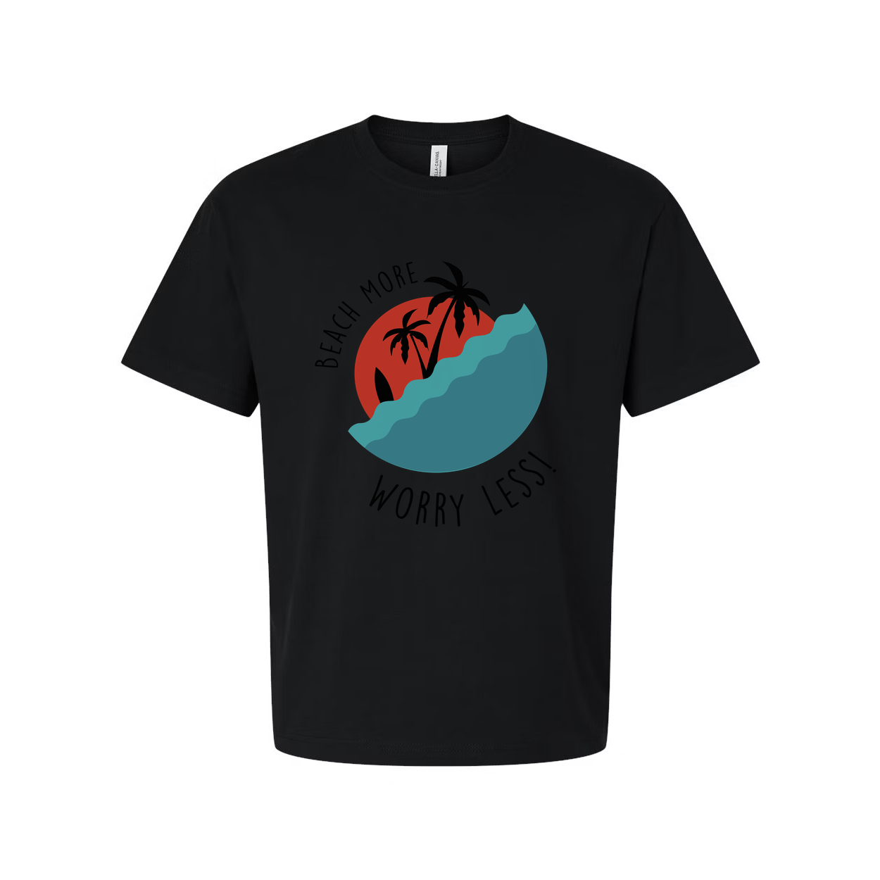 Unisex Beach Scene Graphic T Shirt With Palm Trees And Ocean Waves For Surf Lovers