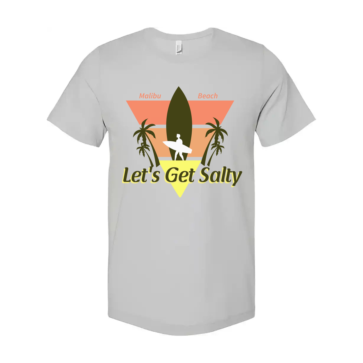 Let's Get Salty Surfing Graphic Tee With Palm Trees And Surfboard Malibu Beach Vibe Unisex