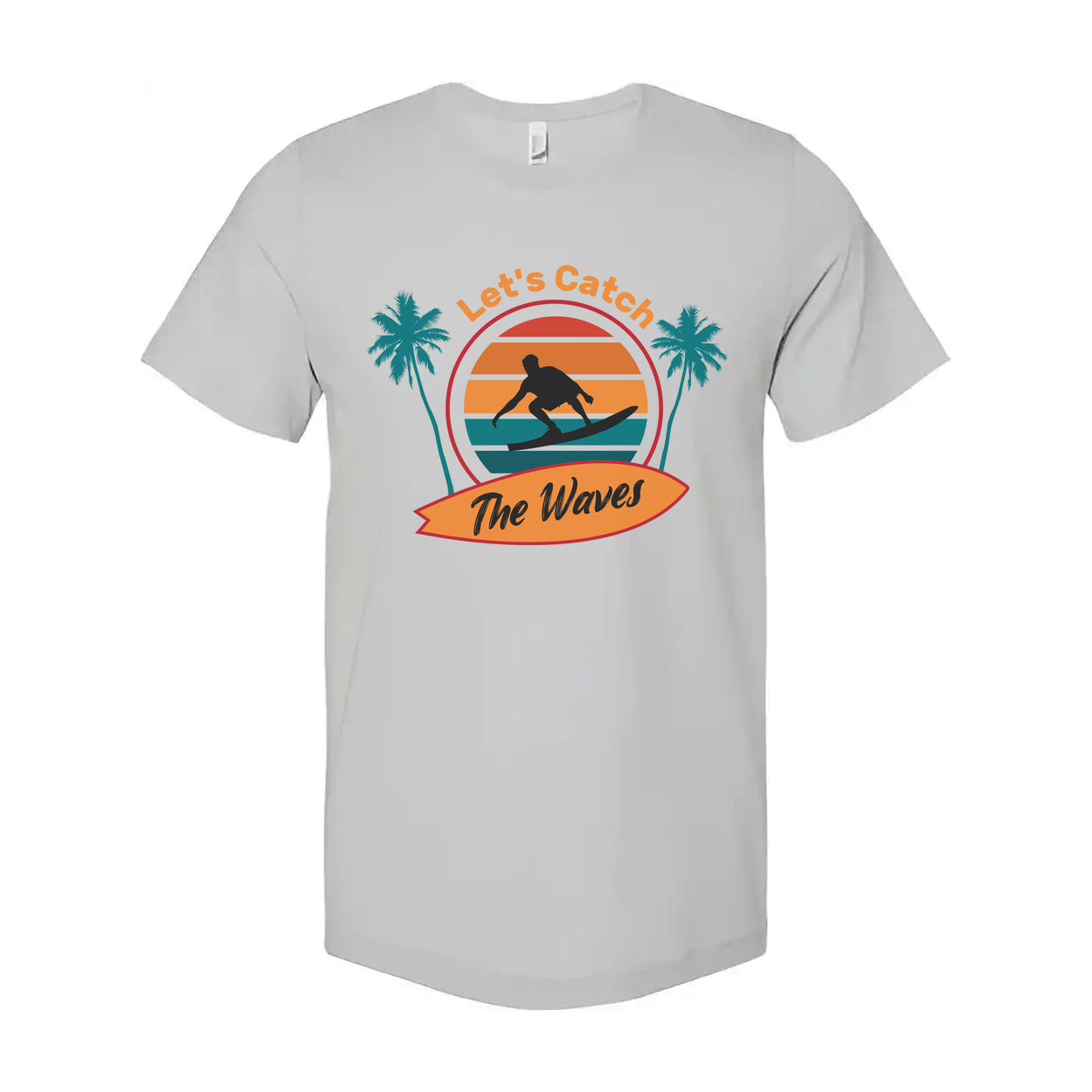 Unisex Surfing Graphic T Shirt With Retro Sunset Waves Palm Trees Design Ideal For Beach Lovers