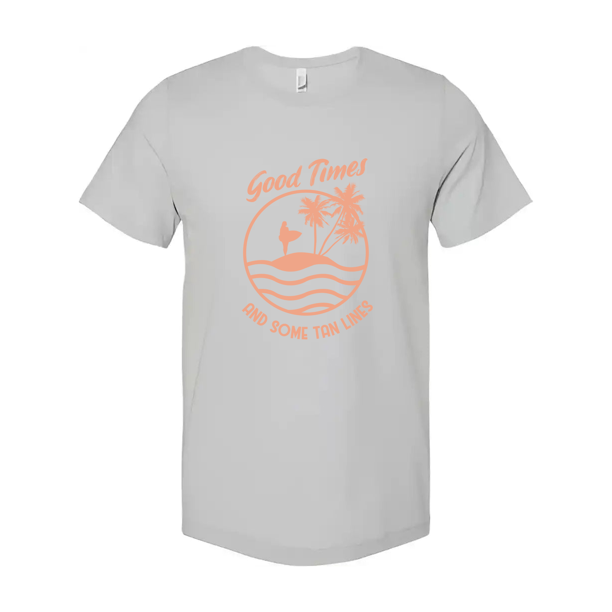 Surfing Themed Unisex Graphic Tee With Good Times And Some Tan Lines For Summer And Beyond