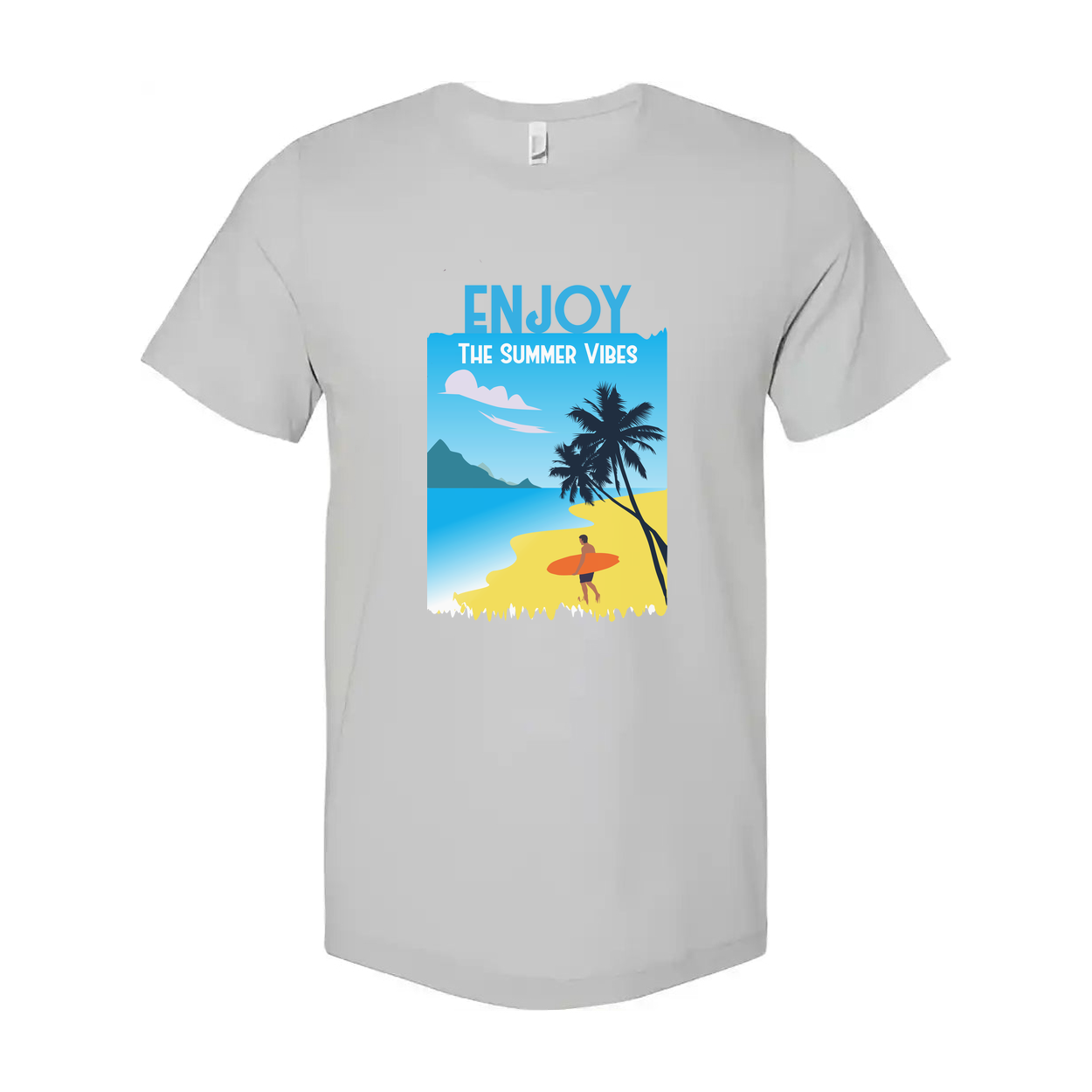 Unisex Surfing Graphic Tee With Beach Scene And Summer Vibes Artwork Design For Casual Wear