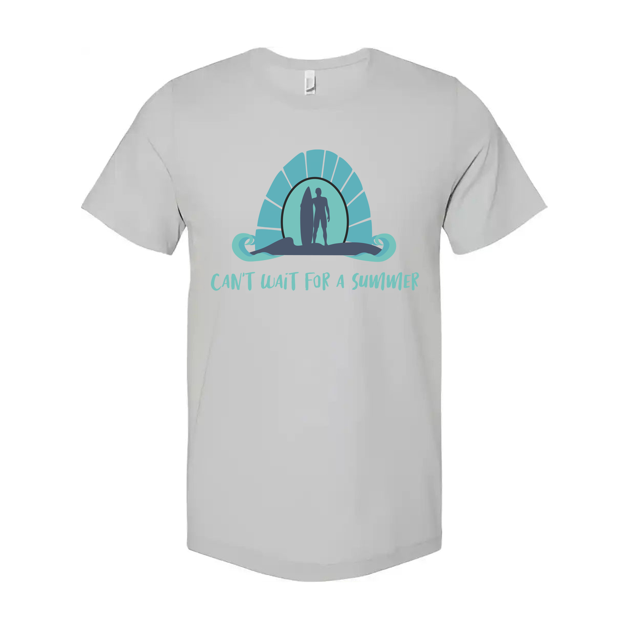 Unisex Surfing Graphic T Shirt With Wave Sunrise Design Can't Wait for a Summer Beachwear Essential