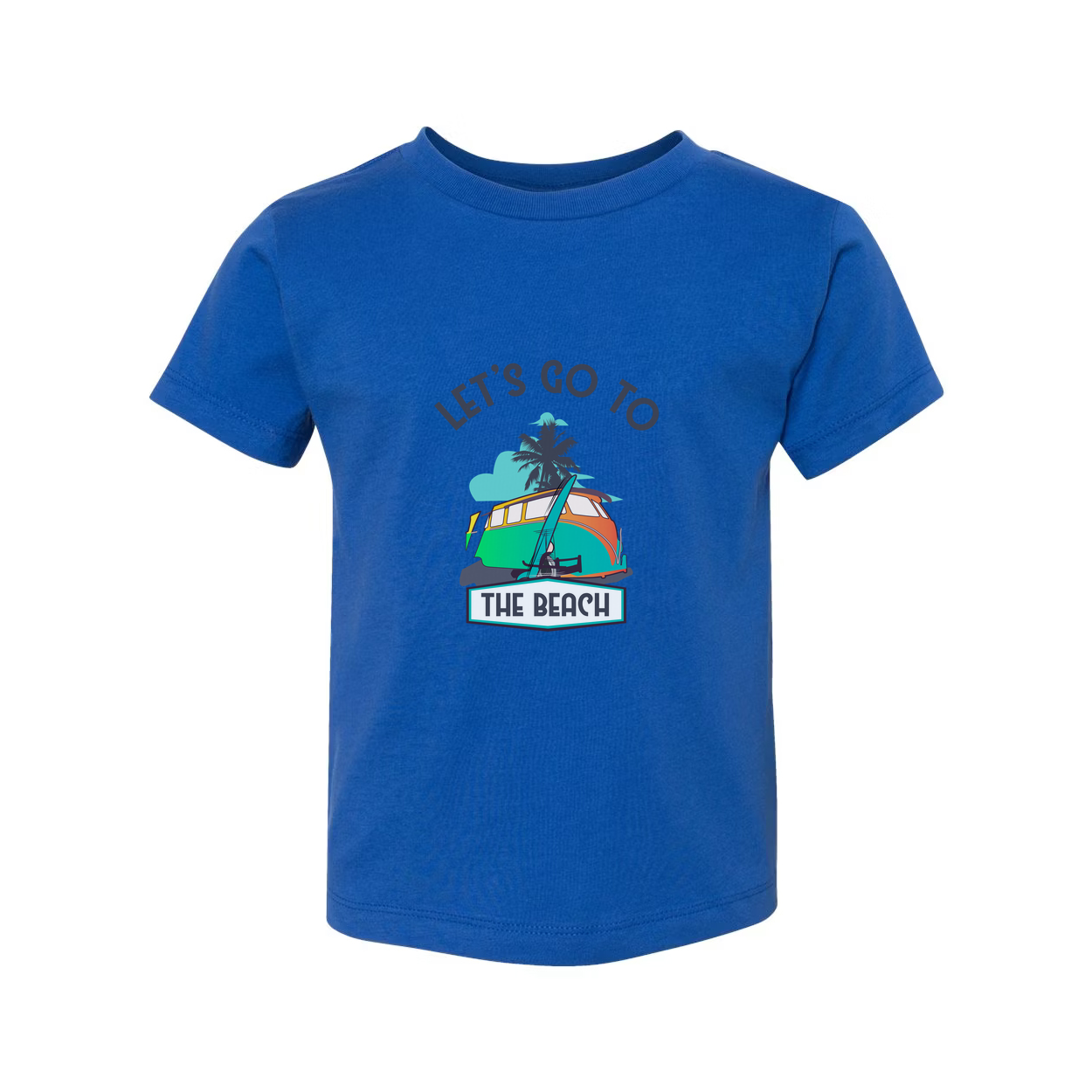 Let's Go To The Beach Surfing Graphic Tee With Palm Tree Sunset And Surfboard Artwork For Unisex