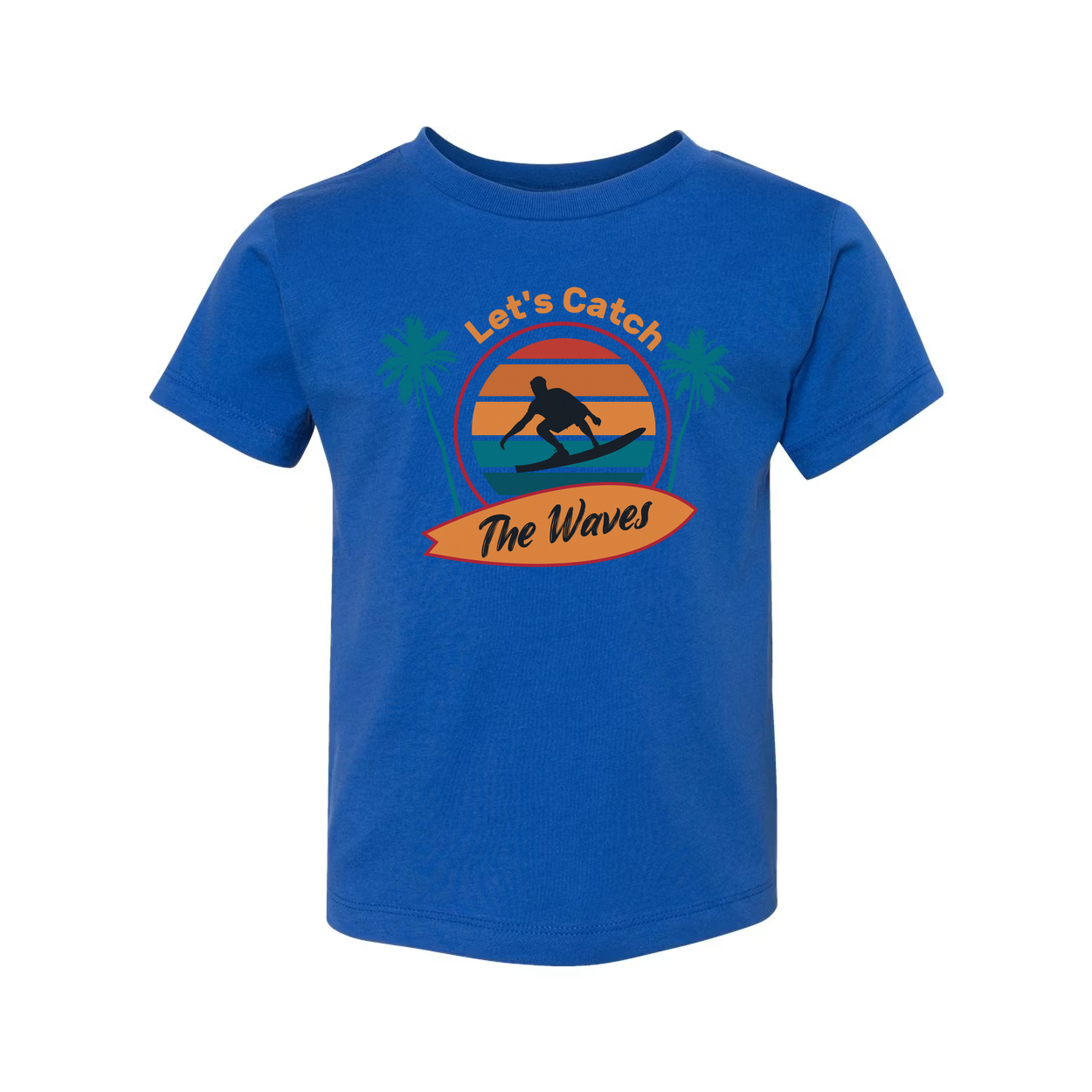 Unisex Surfing Graphic T Shirt With Retro Sunset Waves Palm Trees Design Ideal For Beach Lovers