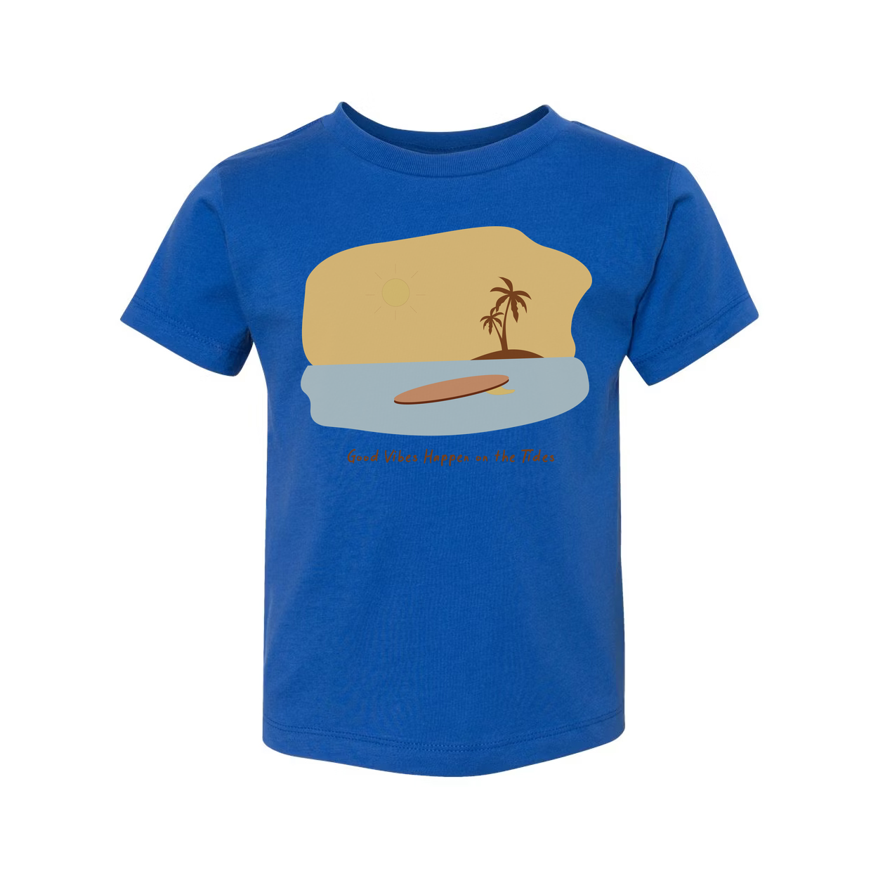 Unisex Surfing Graphic T Shirt With Surfboard Sunset Beach Scene And Palm Tree Artwork