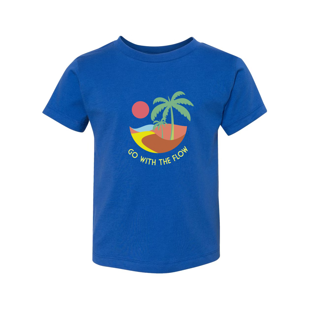 Go With The Flow Island Scene Graphic Tee For Unisex Surf And Beachwear Apparel Collection