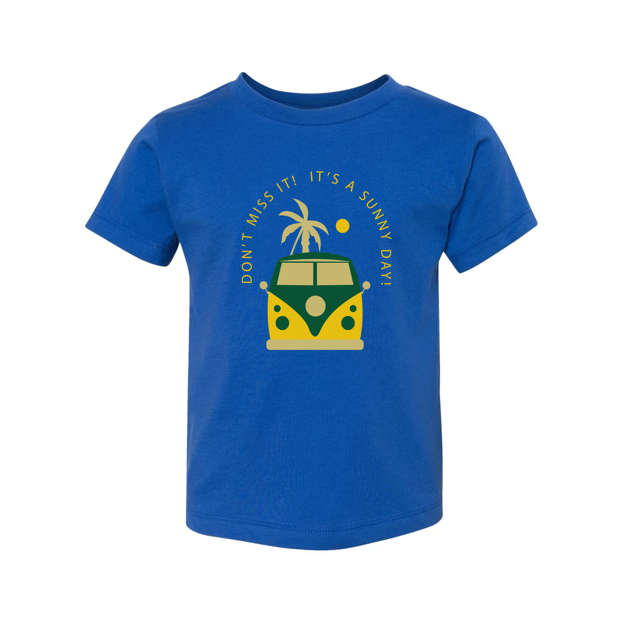 Unisex Surf Van Graphic T Shirt With Palm Trees Sunrise And Retro Beach Scene Design