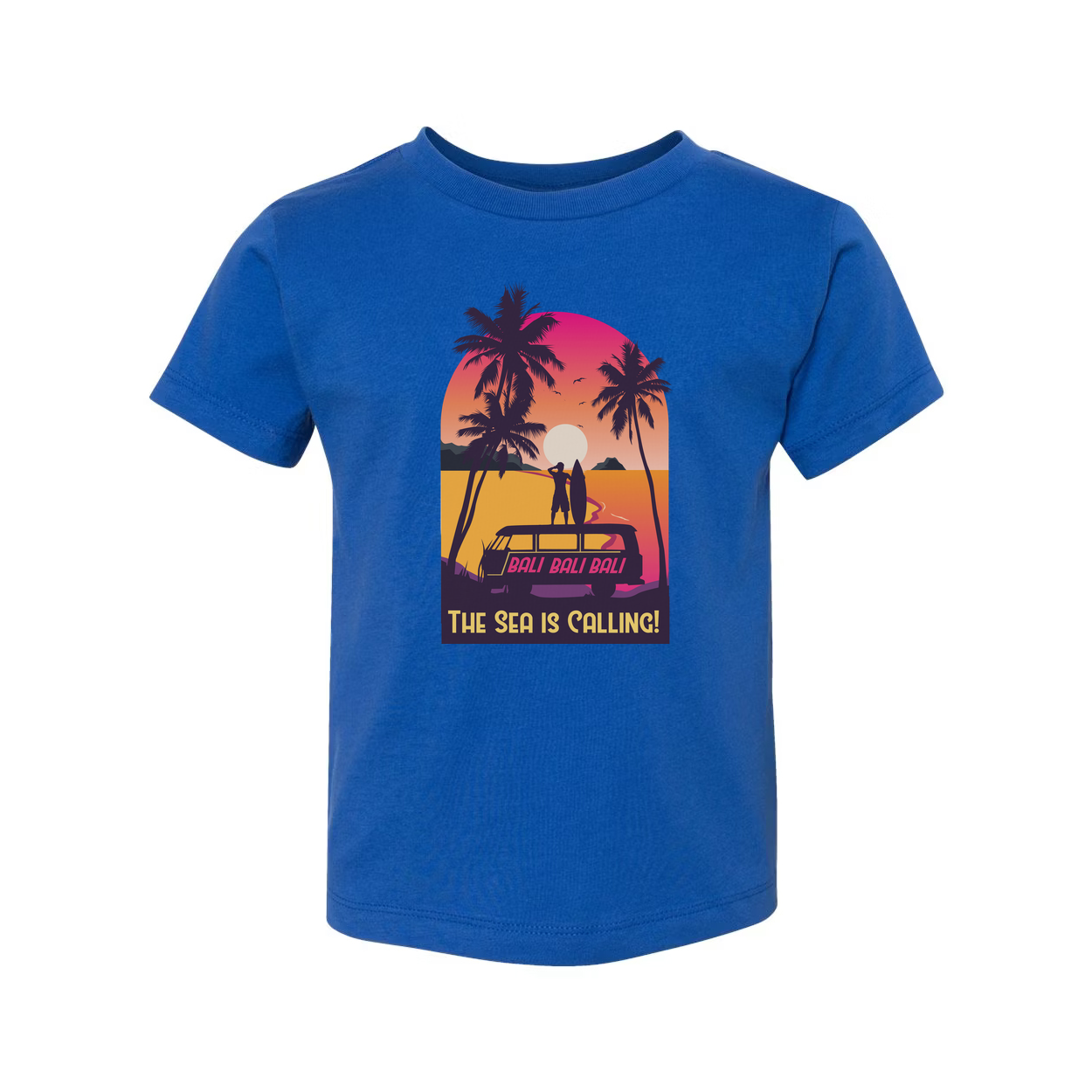 Sunset Surfing Graphic Tee With Palm Trees And The Sea Is Calling For Summer Vacation