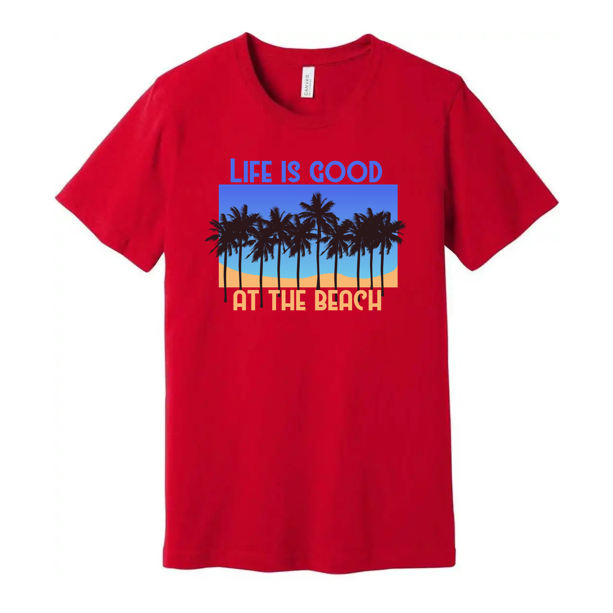 Life Is Good At The Beach Palm Tree Graphic Tee Unisex Casual Everyday Wear For Men And Women