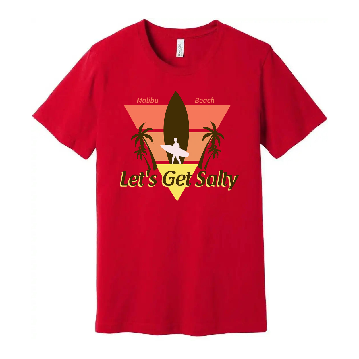 Let's Get Salty Surfing Graphic Tee With Palm Trees And Surfboard Malibu Beach Vibe Unisex