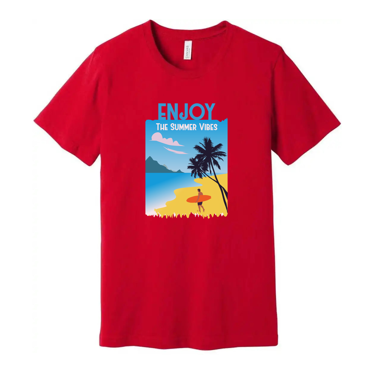 Unisex Surfing Graphic Tee With Beach Scene And Summer Vibes Artwork Design For Casual Wear